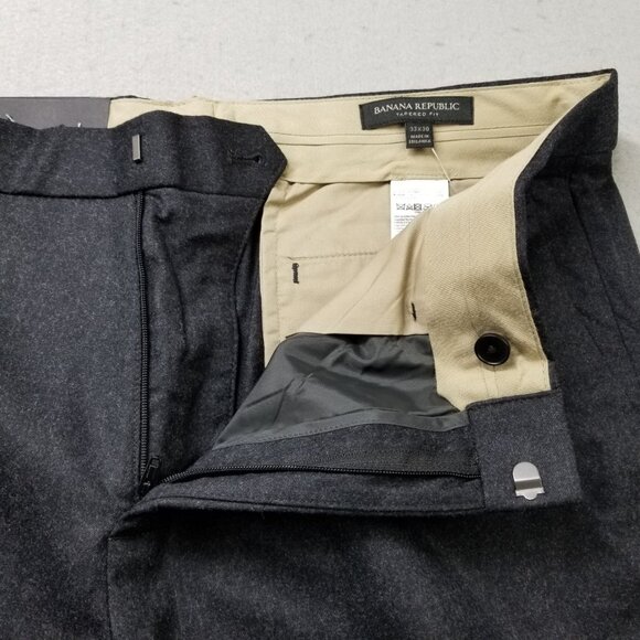 Banana Republic Pants Mens Gray Tapered Soft Virgin Wool Vitale Flannel 120's - Picture 7 of 11